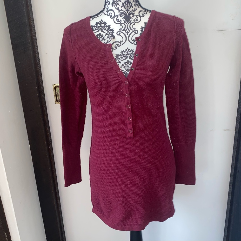 Intimately by Free People Size Medium Wine Long Sleeve Thermal Long Shirt